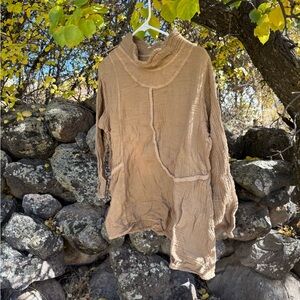 Cozy Tan Cowl Neck Long Sleeve